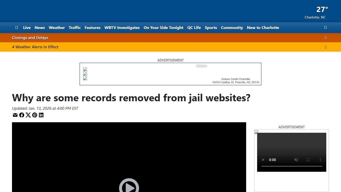 Why are some records removed from jail websites?